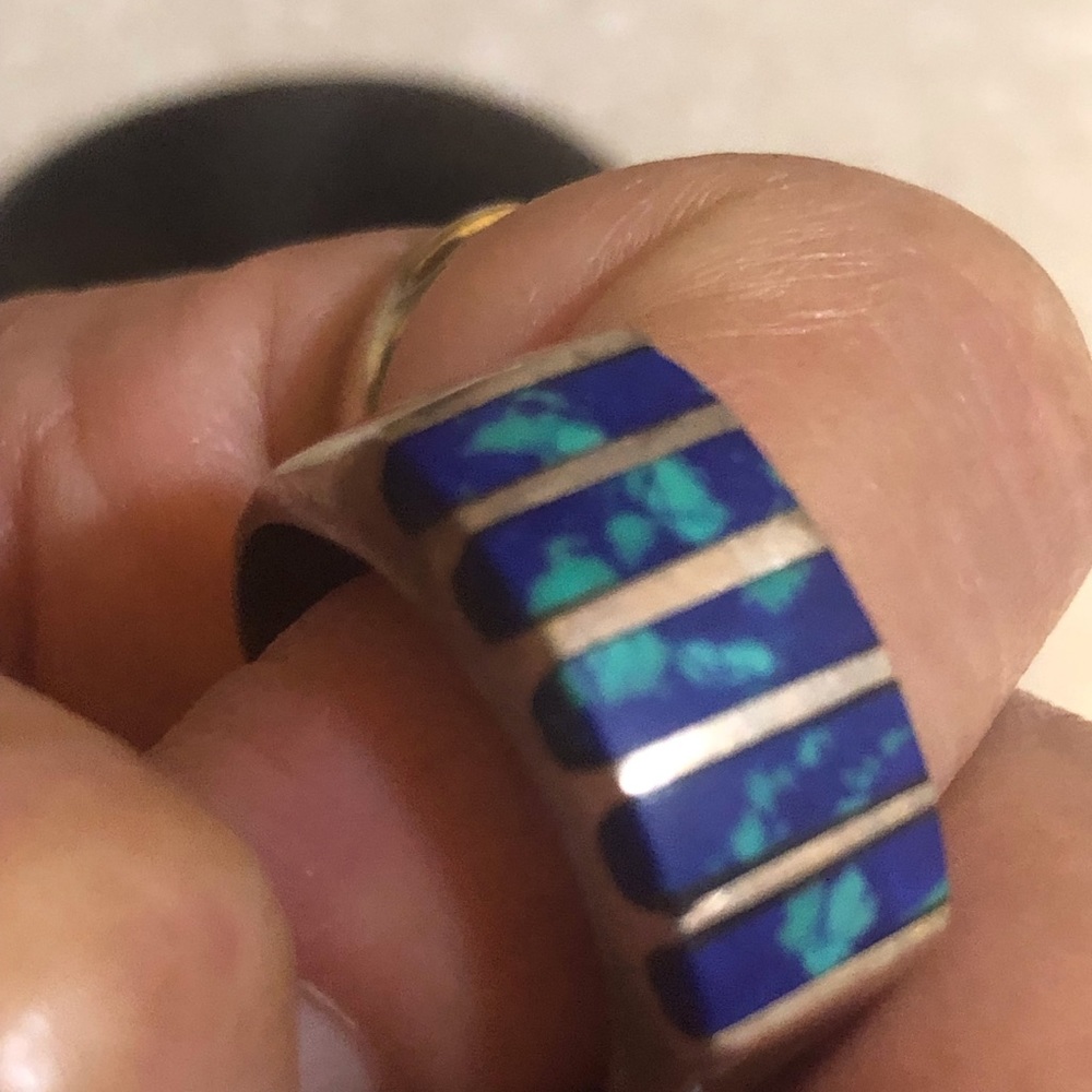 Blue Azul & Turquoise Solid Silver Genuine Ring - image 2